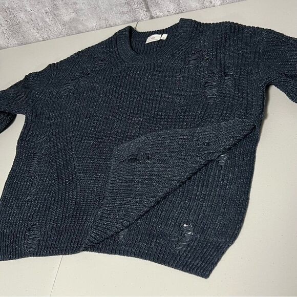 AG Adriano Goldschmied Finn Crewneck Tattered Knit Sweater Distressed - Picture 9 of 13